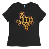 Black Western Texas Map Leopard Pattern Ladies Tee - Bettercallsaul