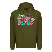 Army Green skeleton summer coffee cups Premium Hoodie - Jasminsmagicworld
