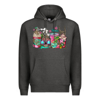 Charcoal Heather skeleton summer coffee cups Premium Hoodie - Jasminsmagicworld
