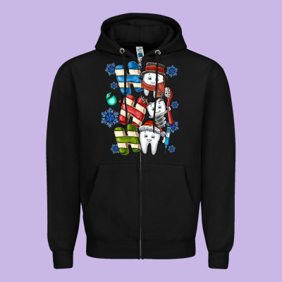 Ho Ho Ho Teeth Zipper Hoodie Designed By Cowhidedigitalart