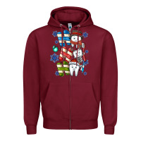 Burgundy ho ho ho teeth Zipper Hoodie - CowhideDigitalArt