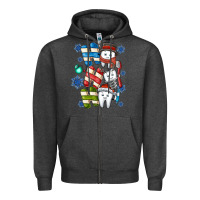 Charcoal Heather ho ho ho teeth Zipper Hoodie - CowhideDigitalArt