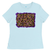 Baby Blue mardi gras leopard background Ladies Tee - RanaPortraitStore