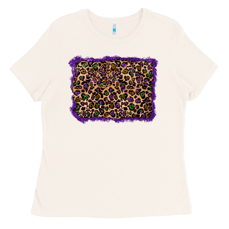 Mardi Gras Leopard Background Ladies Tee by RanaPortraitStore | Teevron