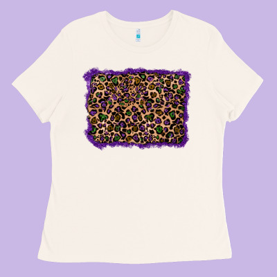 Mardi Gras Leopard Background Ladies Tee Designed By Ranaportraitstore