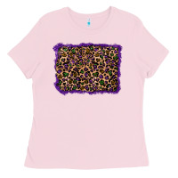 Bubblegum Pink mardi gras leopard background Ladies Tee - RanaPortraitStore