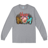Heather Grey Show mom pig Long Sleeve Tee - CowGirlArtShop