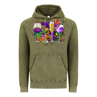Vintage Olive mardi gras wine glasses cowgirl Vintage Hoodie - CowGirlArtShop