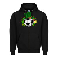 Black Football Ball Zipper Hoodie - CowhideDigitalArt