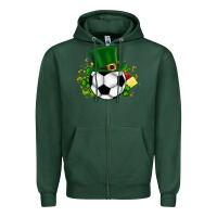 Sports Green Football Ball Zipper Hoodie - CowhideDigitalArt