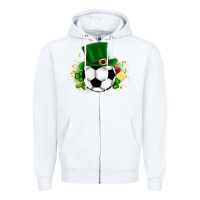 White Football Ball Zipper Hoodie - CowhideDigitalArt