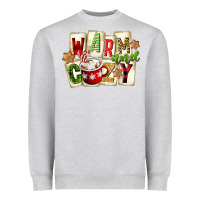 Heather Grey warm and cozy hot cocoa Heavyweight Sweatshirt - FaDigitalArtStudio