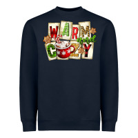 Navy warm and cozy hot cocoa Heavyweight Sweatshirt - FaDigitalArtStudio