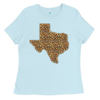 Baby Blue Western Texas Map Leopard Pattern Ladies Tee - Bettercallsaul