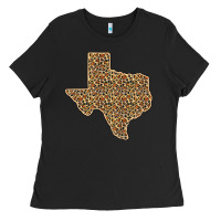 Black Western Texas Map Leopard Pattern Ladies Tee - Bettercallsaul