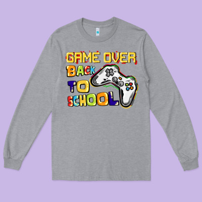 Game Over Back To School Long Sleeve Tee Designed By Cowgirlartshop