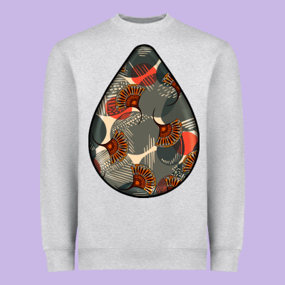 African Fabric Pattern Teardrop Earrings Heavyweight Sweatshirt Designed By Bundleandbundleshop