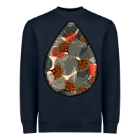 Navy african fabric pattern teardrop earrings Heavyweight Sweatshirt - BundleAndBundleShop