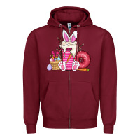 Burgundy Easter day coffee Zipper Hoodie - CowhideDigitalArt