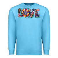 Ocean Blue love sunflower usa flag leopard Premium Sweatshirt - Artiststas