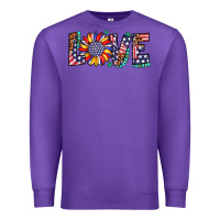 Purple love sunflower usa flag leopard Premium Sweatshirt - Artiststas