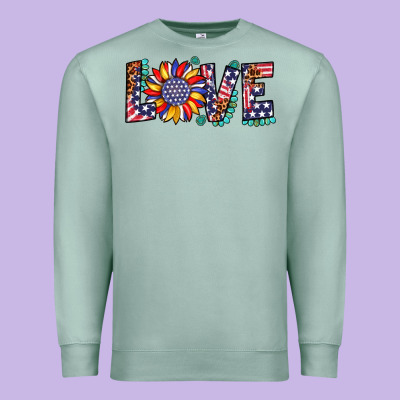 Love Sunflower Usa Flag Leopard Premium Sweatshirt Designed By Artiststas