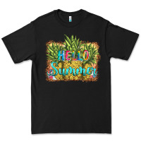 Black hello summer pineapple Premium Tee - BarkalooDesign