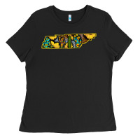 Black Western Tenessee Map Sunflower Pattern Ladies Tee - Bettercallsaul