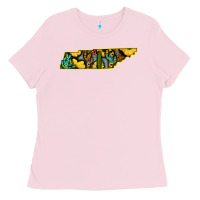 Bubblegum Pink Western Tenessee Map Sunflower Pattern Ladies Tee - Bettercallsaul