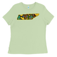 Matcha Western Tenessee Map Sunflower Pattern Ladies Tee - Bettercallsaul