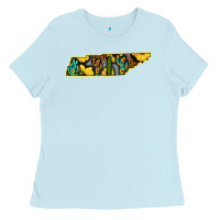 Baby Blue Western Tenessee Map Sunflower Pattern Ladies Tee - Bettercallsaul