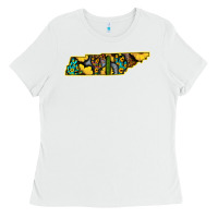 White Western Tenessee Map Sunflower Pattern Ladies Tee - Bettercallsaul