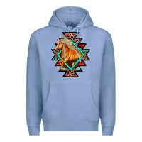 Colony Blue Aztec Symbol With Horse Premium Hoodie - FaDigitalArtStudio