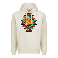 Oatmeal Heather Aztec Symbol With Horse Premium Hoodie - FaDigitalArtStudio