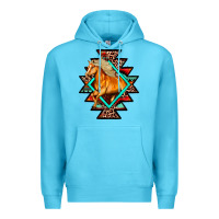 Ocean Blue Aztec Symbol With Horse Premium Hoodie - FaDigitalArtStudio