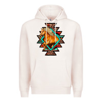 Pale Pink Aztec Symbol With Horse Premium Hoodie - FaDigitalArtStudio