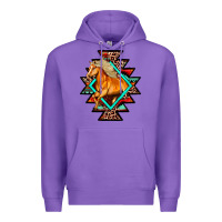 Purple Aztec Symbol With Horse Premium Hoodie - FaDigitalArtStudio
