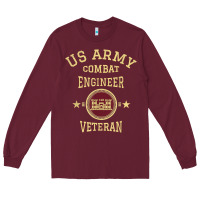 Burgundy US Army Combat Engineer Combat Engineer Veteran Gift Long Sleeve Tee - minhPixels