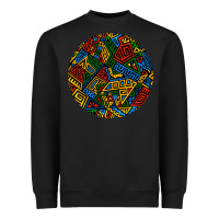 Black african fabric pattern round earrings 3 Heavyweight Sweatshirt - BundleAndBundleShop