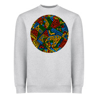 African Fabric Pattern Round Earrings 3 Heavyweight Sweatshirt | Teevron