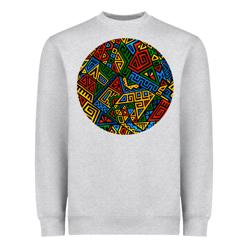 African Fabric Pattern Round Earrings 3 Heavyweight Sweatshirt by BundleAndBundleShop | Teevron