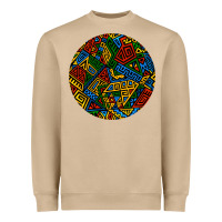 Mushroom african fabric pattern round earrings 3 Heavyweight Sweatshirt - BundleAndBundleShop