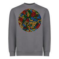 Storm african fabric pattern round earrings 3 Heavyweight Sweatshirt - BundleAndBundleShop