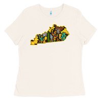 Bone Kentucky Map Western Sunflower Pattern Ladies Tee - Bettercallsaul