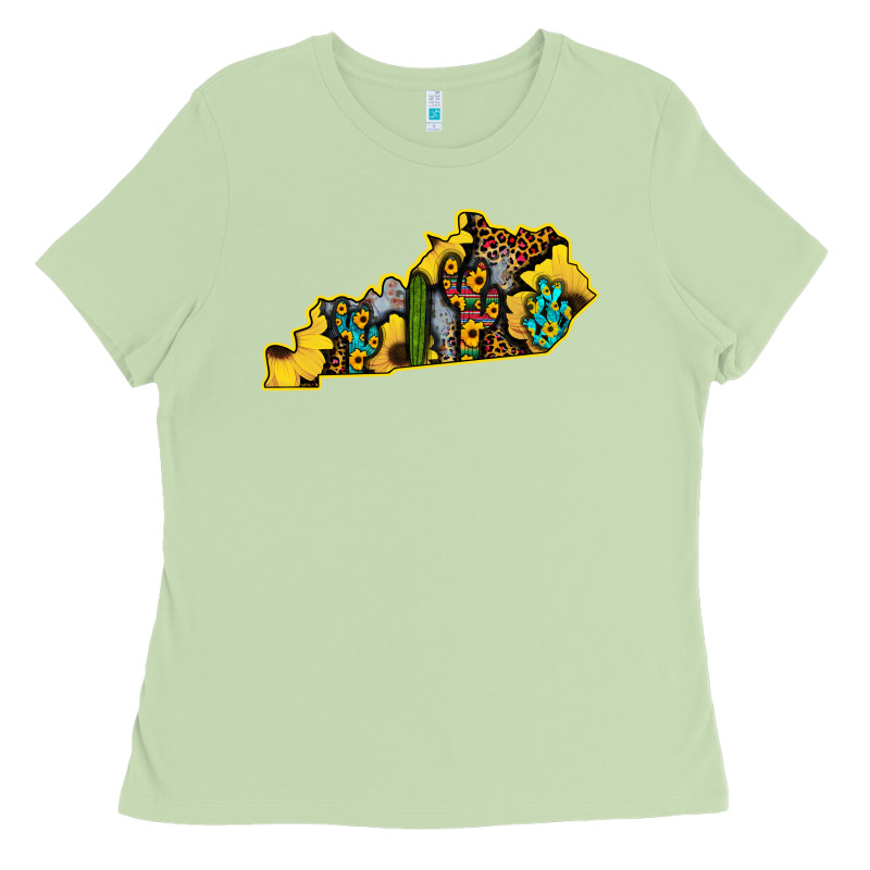 Kentucky Map Western Sunflower Pattern Ladies Tee by Bettercallsaul | Teevron