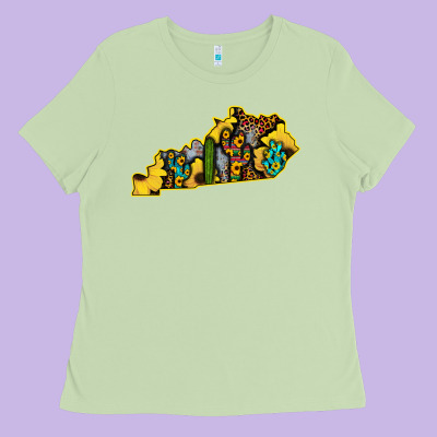 Kentucky Map Western Sunflower Pattern Ladies Tee Designed By Bettercallsaul
