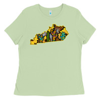 Matcha Kentucky Map Western Sunflower Pattern Ladies Tee - Bettercallsaul