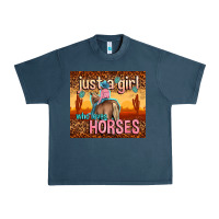 Midnight Navy just a girl who loves horses Urban Heavy Tee - TumblerDesignByShophia
