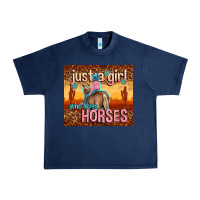 Navy just a girl who loves horses Urban Heavy Tee - TumblerDesignByShophia