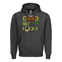 Charcoal Heather It's a Good Day To Have a Lucky Day Zipper Hoodie - CowhideDigitalArt